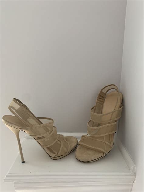 Gucci Women Beige Mesh Tela Retino 900 Strap Stiletto Heels